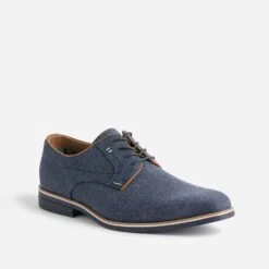 Derby Bleu Et Camel Textile Embossé 9 Derby Bleu Et Camel Textile Embossé -Caprices Chaussures Boutique WWWERM 10271400073 1