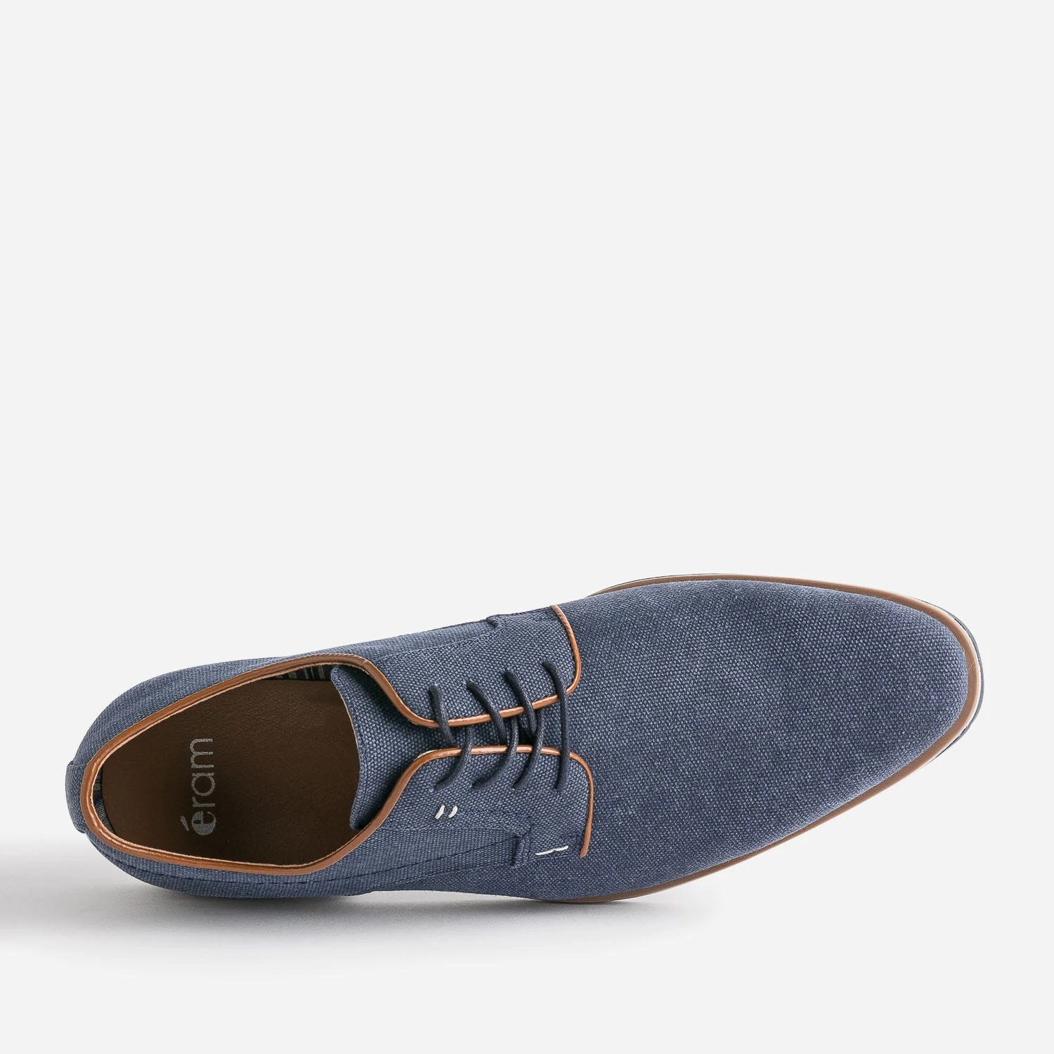 Derby Bleu Et Camel Textile Embossé 7 Derby Bleu Et Camel Textile Embossé – Image 5