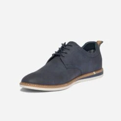 Derby Bleu Marine En Cuir Perforé -Caprices Chaussures Boutique WWWERM 10271400370 2