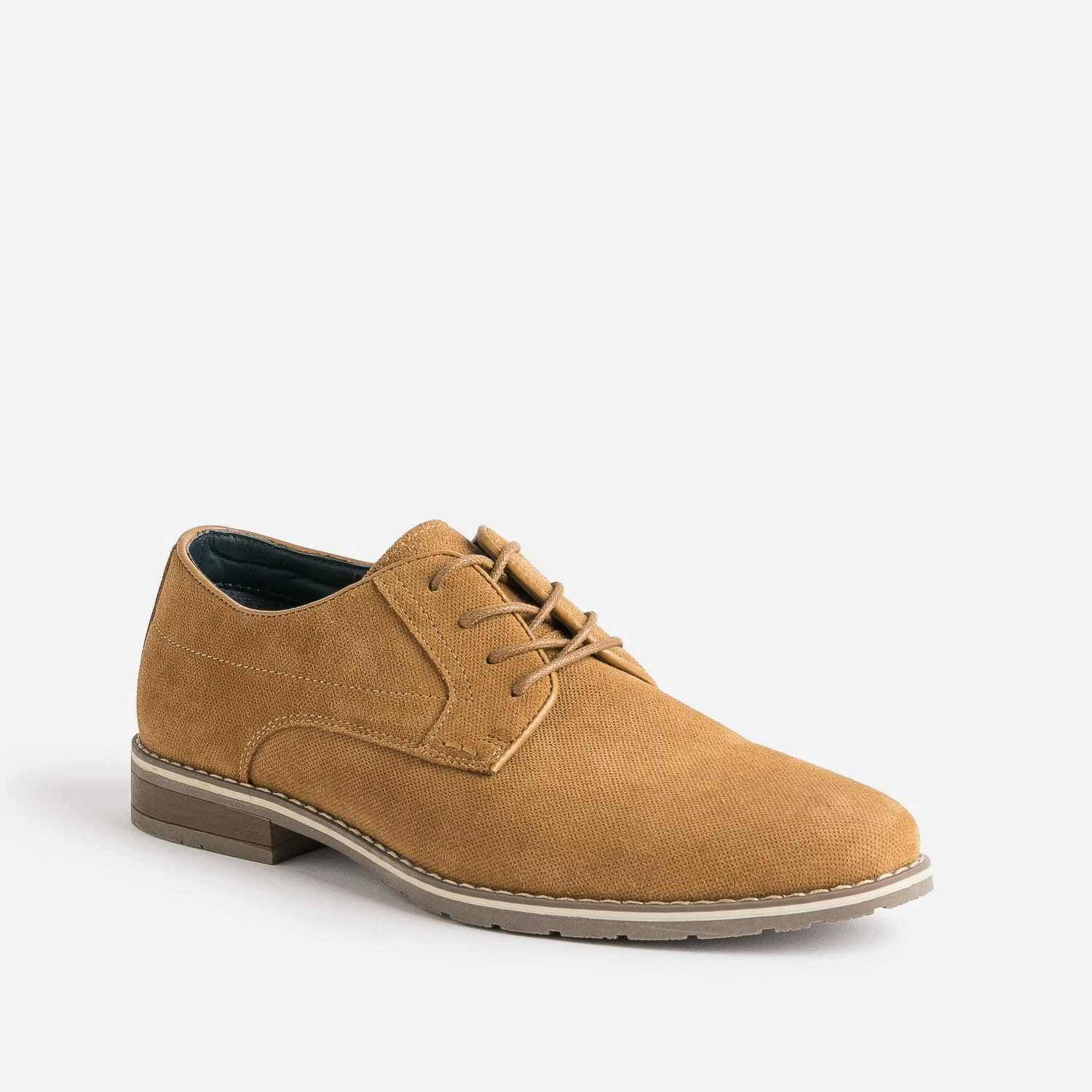 Derby Camel En Cuir Velours Embossé 4 Derby Camel En Cuir Velours Embossé – Image 2