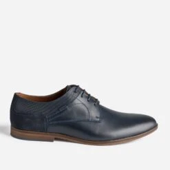 Derby Bleu Marine En Cuir