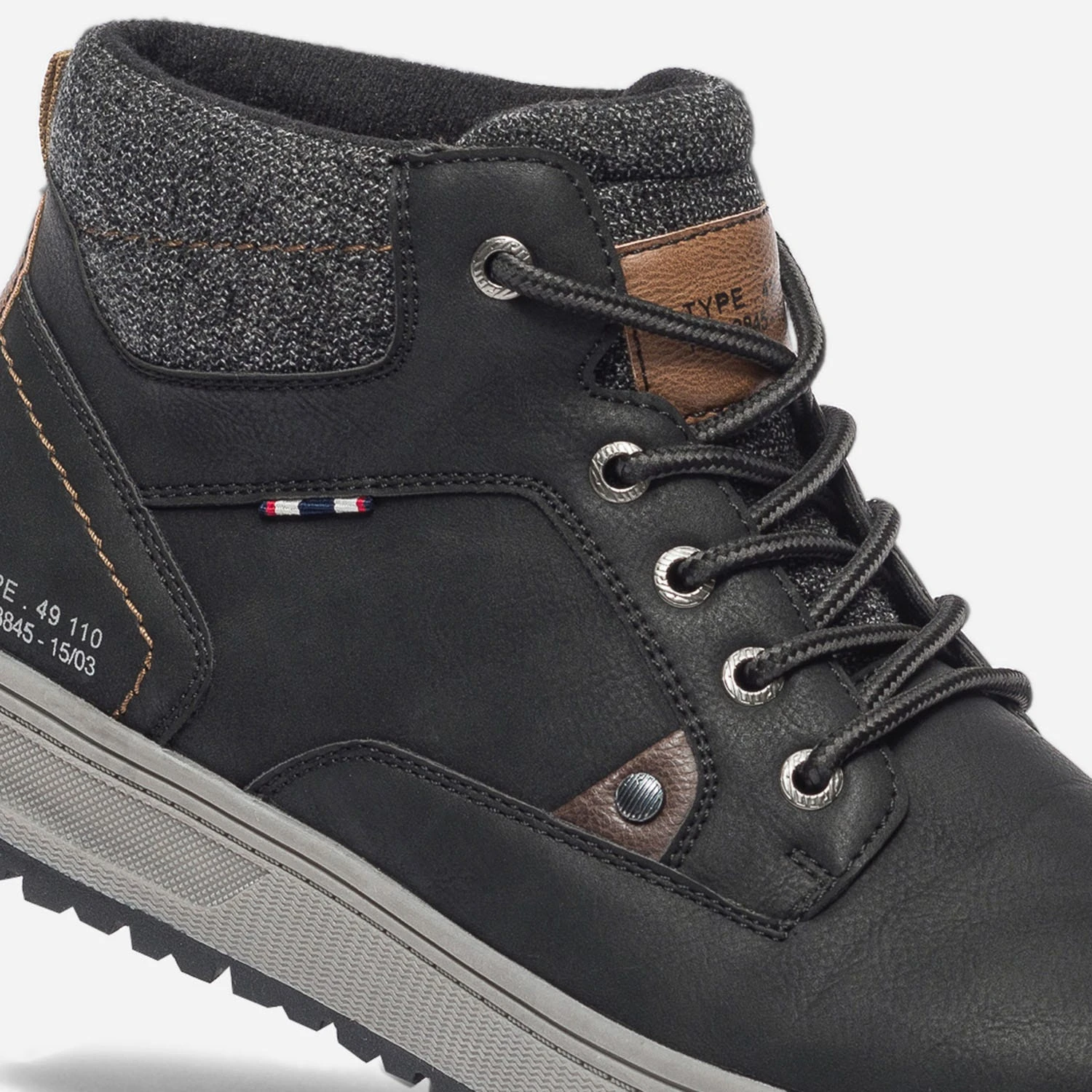 Boots à Lacet Noir Avec Col Textile 9 Boots à Lacet Noir Avec Col Textile – Image 7