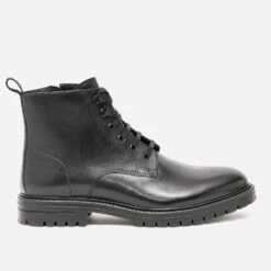 Bottine Noire En Cuir Crantée