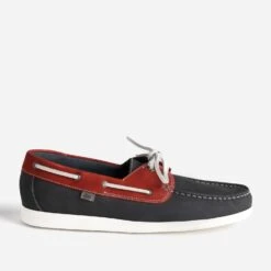 Chaussure-bateau TBS Bleu Marine Et Rouge En Cuir