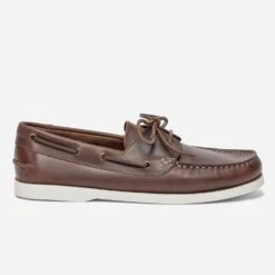 Chaussure Bateau Marron En Cuir