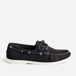 Chaussure Bateau Marine En Cuir Velours