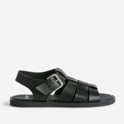 Sandale Noire En Cuir