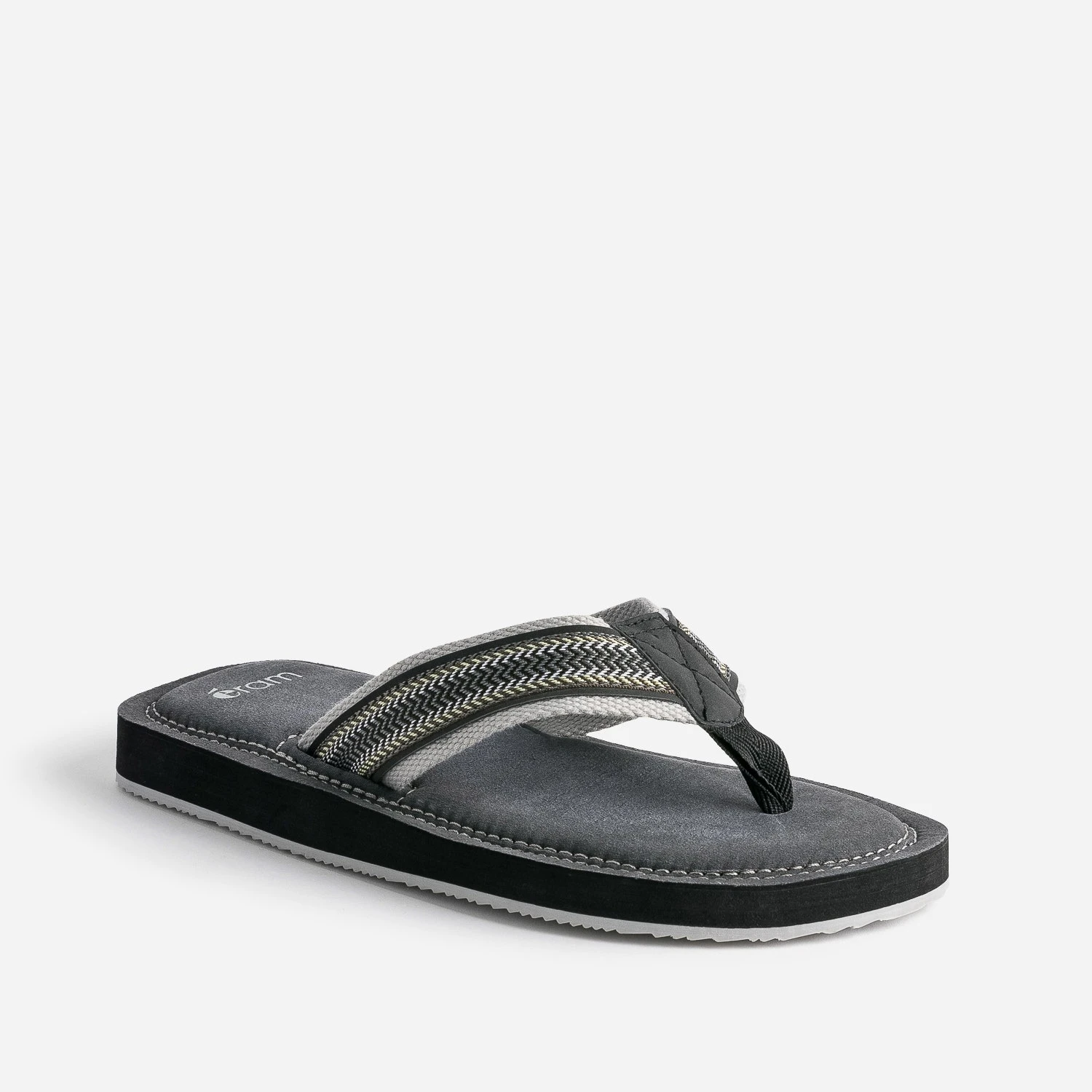 Tong Noire Avec Brides Textile Brodées 4 Tong Noire Avec Brides Textile Brodées – Image 2