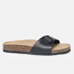 Mule Anatomique Noire En Cuir