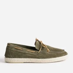Mocassin-bateau Kaki En Cuir Velours