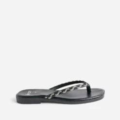 Tong TEXTO Noire à Brides Strassées