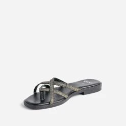 Mule-tong TEXTO Noire à Brides Pailletées -Caprices Chaussures Boutique WWWERM 10382780017 2