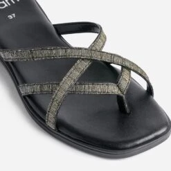 Mule-tong TEXTO Noire à Brides Pailletées -Caprices Chaussures Boutique WWWERM 10382780017 5