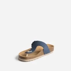 Tong Anatomique Bleu Marine En Cuir Velours -Caprices Chaussures Boutique WWWERM 10382780030 2