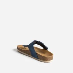 Tong Anatomique Bleu Marine En Cuir Velours -Caprices Chaussures Boutique WWWERM 10382780030 3