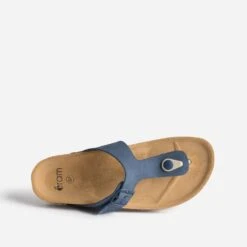 Tong Anatomique Bleu Marine En Cuir Velours -Caprices Chaussures Boutique WWWERM 10382780030 4