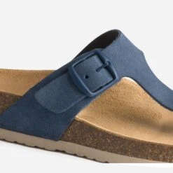 Tong Anatomique Bleu Marine En Cuir Velours -Caprices Chaussures Boutique WWWERM 10382780030 5