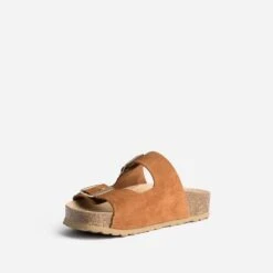 Mule Anatomique Camel Cuir Velours à Plateforme -Caprices Chaussures Boutique WWWERM 10382780041 2