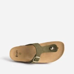 Tong Anatomique Kaki En Cuir Velours à Plateforme -Caprices Chaussures Boutique WWWERM 10382780042 4