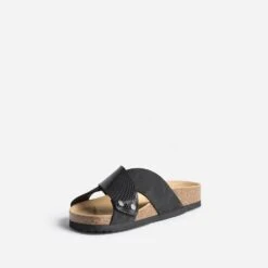 Mule Anatomique Noire En Cuir Velours -Caprices Chaussures Boutique WWWERM 10382780050 2