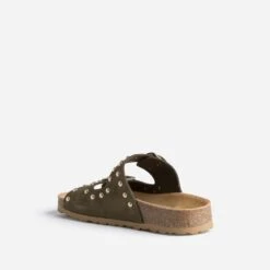 Mule Anatomique Kaki En Cuir Velours à Clous -Caprices Chaussures Boutique WWWERM 10382780055 3