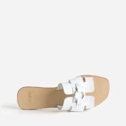 Mule Blanche En Cuir Embossé Croco -Caprices Chaussures Boutique WWWERM 10382780486 4