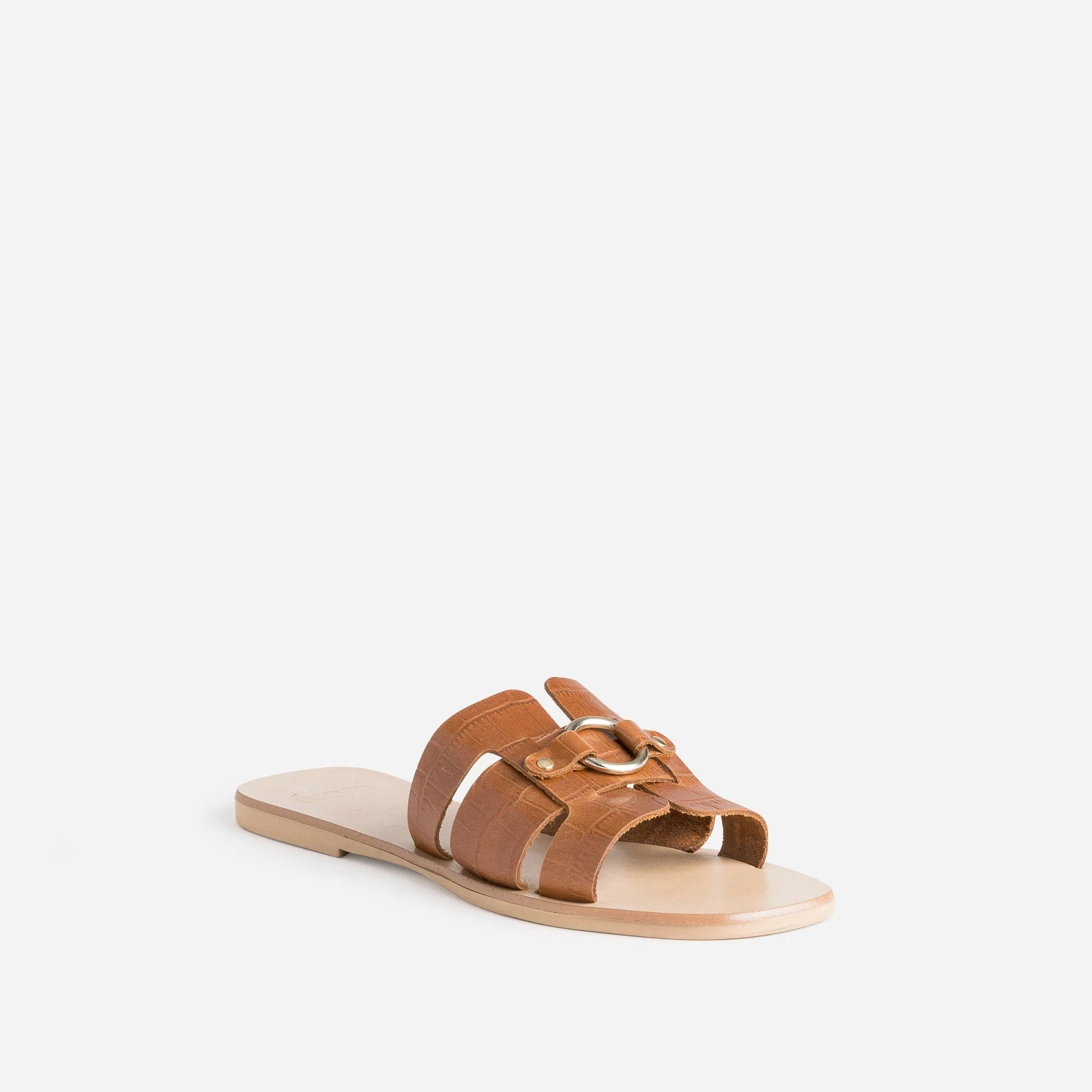 Mule Cognac En Cuir Embossé Croco 5 Mule Cognac En Cuir Embossé Croco – Image 3