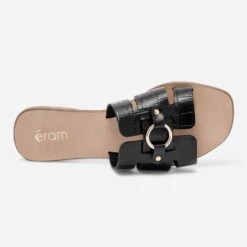 Mule Noire En Cuir Embossé Croco -Caprices Chaussures Boutique WWWERM 10382780488 3