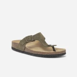 Tong Anatomique Kaki En Cuir -Caprices Chaussures Boutique WWWERM 10382780573 1