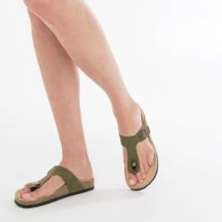 Tong Anatomique Kaki En Cuir -Caprices Chaussures Boutique WWWERM 10382780573 10