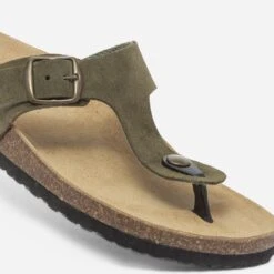 Tong Anatomique Kaki En Cuir -Caprices Chaussures Boutique WWWERM 10382780573 4