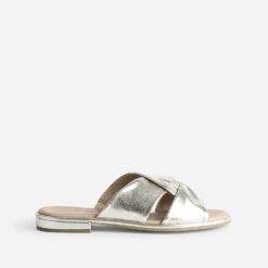 Mule CAPRICE Dorée En Cuir à Brides Croisées