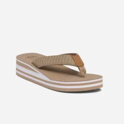 Tong Compensée TBS Beige Rayée Blanc -Caprices Chaussures Boutique WWWERM 10382780603 1