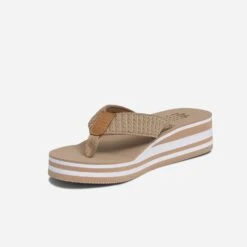 Tong Compensée TBS Beige Rayée Blanc -Caprices Chaussures Boutique WWWERM 10382780603 2