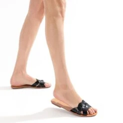 Mule Noire à Bride Tressée -Caprices Chaussures Boutique WWWERM 10382780615 10