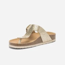 Mule-tong Anatomique Dorée En Cuir Effet Python -Caprices Chaussures Boutique WWWERM 10382780635 2