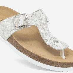 Mule-tong Anatomique Blanche En Cuir Avec Détails Dorés -Caprices Chaussures Boutique WWWERM 10382780636 4