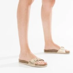 Mule Beige En Cuir Effet Tacheté Doré -Caprices Chaussures Boutique WWWERM 10382780637 10