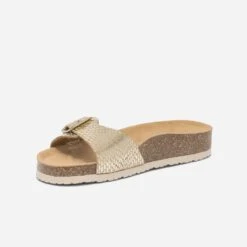 Mule Beige En Cuir Effet Tacheté Doré -Caprices Chaussures Boutique WWWERM 10382780637 2