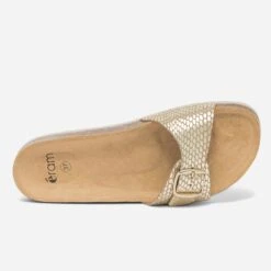 Mule Beige En Cuir Effet Tacheté Doré -Caprices Chaussures Boutique WWWERM 10382780637 3