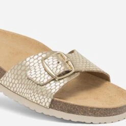 Mule Beige En Cuir Effet Tacheté Doré -Caprices Chaussures Boutique WWWERM 10382780637 4