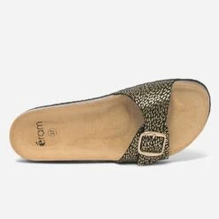 Mule Anatomique Noire En Cuir Velours Imprimé Confettis Dorés -Caprices Chaussures Boutique WWWERM 10382780638 3