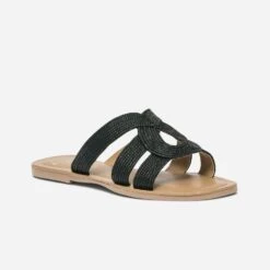 Mule Noire En Textile Tressé -Caprices Chaussures Boutique WWWERM 10382780653 1