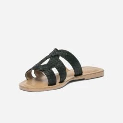 Mule Noire En Textile Tressé -Caprices Chaussures Boutique WWWERM 10382780653 2