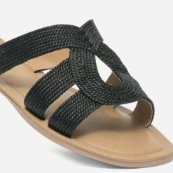 Mule Noire En Textile Tressé -Caprices Chaussures Boutique WWWERM 10382780653 4