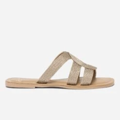 Mule Bronze En Textile Tressé