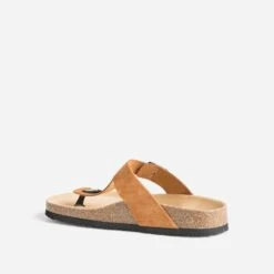 Mule-tong Anatomique Camel Foncé En Cuir Velours -Caprices Chaussures Boutique WWWERM 10382780660 3