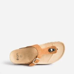Mule-tong Anatomique Camel Foncé En Cuir Velours -Caprices Chaussures Boutique WWWERM 10382780660 4