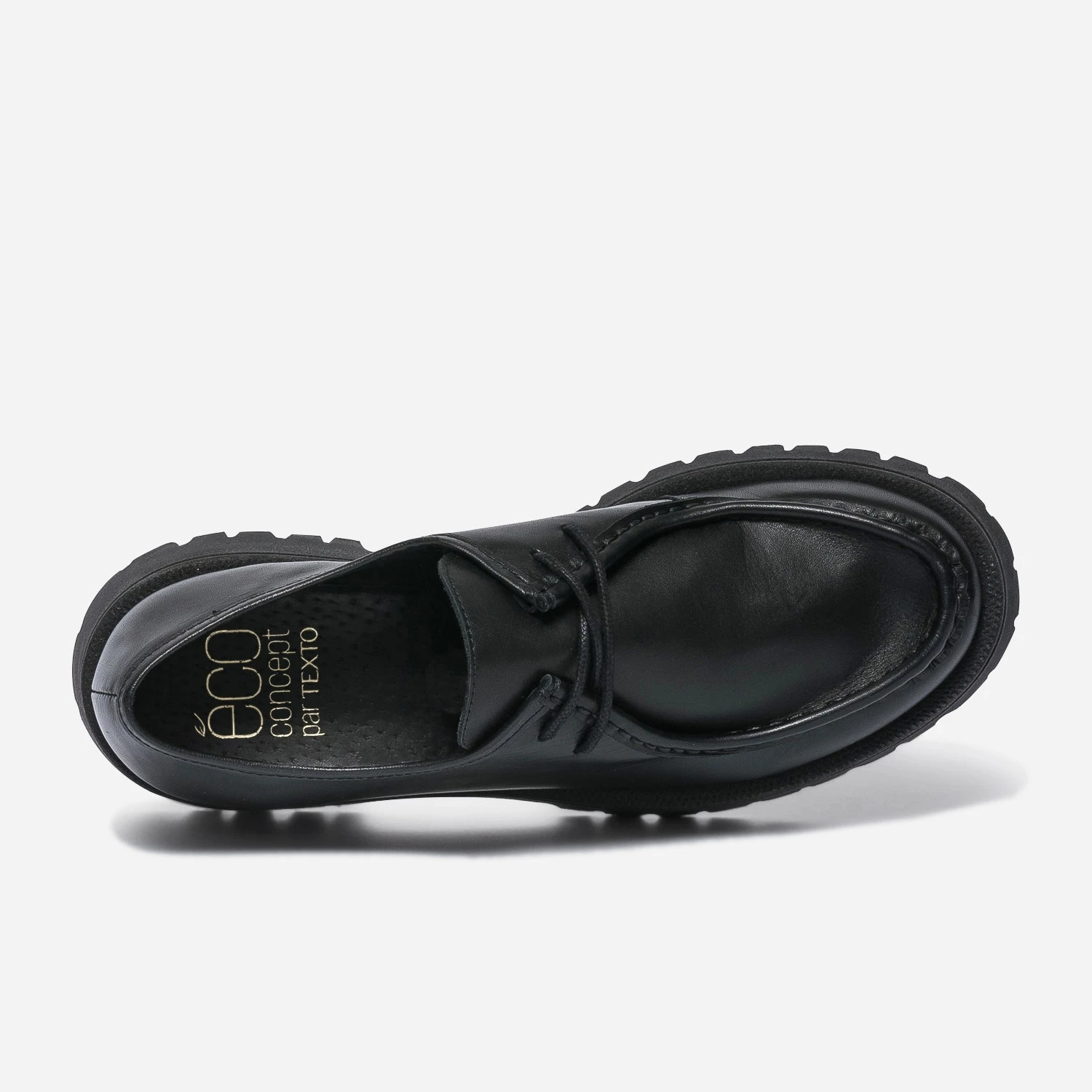 Derby TEXTO Noir éco-conçu Cuir à Semelle Crantée 7 Derby TEXTO Noir éco-conçu Cuir à Semelle Crantée – Image 5