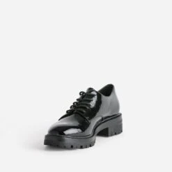 Derby TEXTO Noir Verni à Semelle Crantée -Caprices Chaussures Boutique WWWERM 10383310732 2